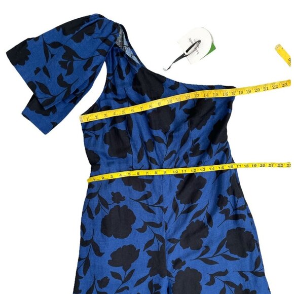 Kate Spade New York x Target Blue Floral One-Shoulder Linen Jumpsuit NWT Size 10 - Picture 11 of 13